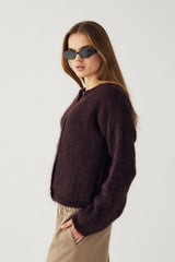 Noella N-Kea Mohair Cardigan - Dark Brown Chocolate
