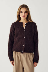 Noella N-Kea Mohair Cardigan - Dark Brown Chocolate