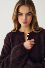 Noella N-Kea Mohair Cardigan - Dark Brown Chocolate
