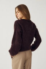 Noella N-Kea Mohair Cardigan - Dark Brown Chocolate