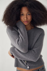 Noella N-Anya Knit Cardigan - Dark Grey Mel