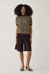Noella N-Monikah SS Knit - Brown Yellow Stripe