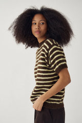 Noella N-Monikah SS Knit - Brown Yellow Stripe