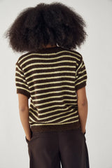 Noella N-Monikah SS Knit - Brown Yellow Stripe
