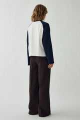 Noella Nikkie Top - White Navy Cambo
