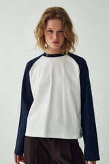 Noella Nikkie Top - White Navy Cambo