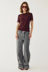 Noella Lidie SS Top - Burgundy Melange