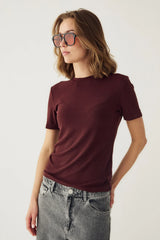 Noella Lidie SS Top - Burgundy Melange