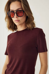 Noella Lidie SS Top - Burgundy Melange