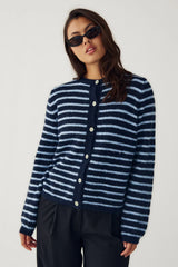 Noella N-Mertice Knit Cardigan - Blue Stripe