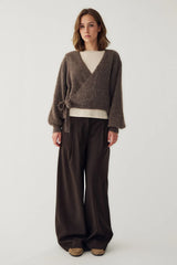 Noella Maelee Knit Cardigan - Timber Brown Melange