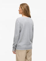 Vila Viril O-neck L/S Detail Knit Top - Light Grey
