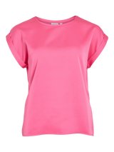 Vila Ellette satin top - Sangria Sunset