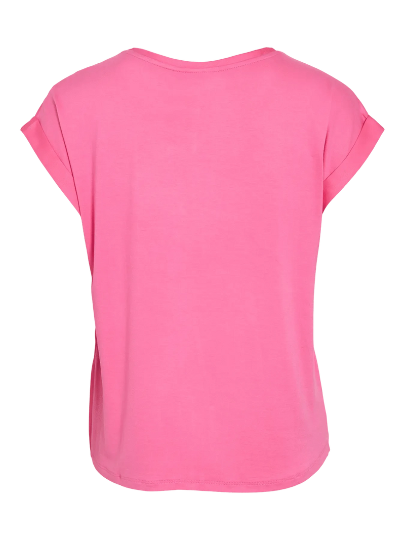 Vila Ellette satin top - Sangria Sunset