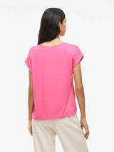 Vila Ellette satin top - Sangria Sunset