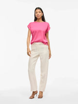 Vila Ellette satin top - Sangria Sunset