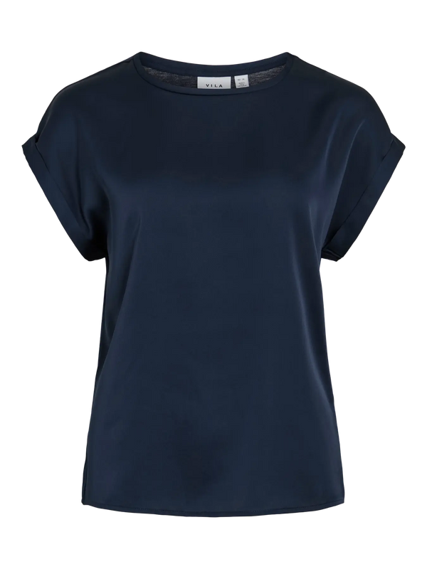 Vila Ellette satin top - Navy Blazer