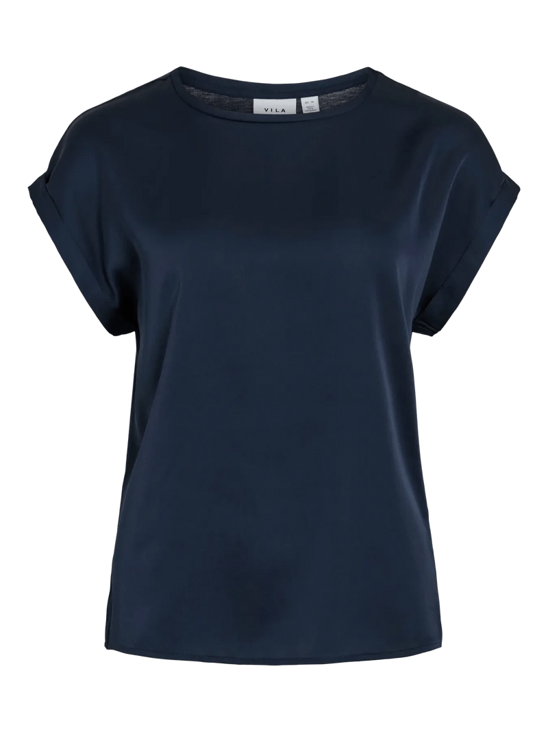 Vila Ellette satin top - Navy Blazer