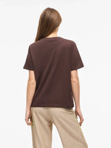 Vila Vora S/S Heart Emb T-shirt - Coffee Bean