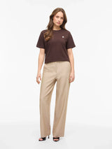 Vila Vora S/S Heart Emb T-shirt - Coffee Bean