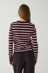 Noella Muna LS Knit - Blush Chocolate Stripe