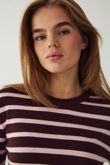 Noella Muna LS Knit - Blush Chocolate Stripe
