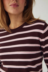 Noella Muna LS Knit - Blush Chocolate Stripe