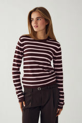 Noella Muna LS Knit - Blush Chocolate Stripe