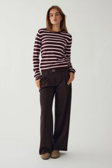 Noella Muna LS Knit - Blush Chocolate Stripe