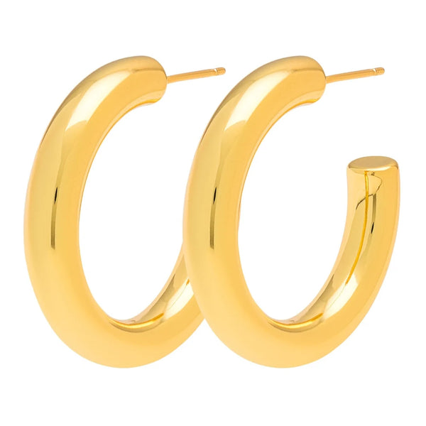 Lulu Non Hoops Chunky Medium Pair Shiny - Gold Plated