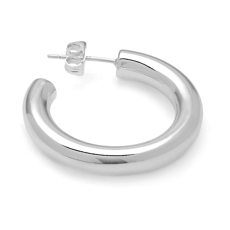 Lulu Non Hoops Chunky Medium Pair Shiny - Silver Plated