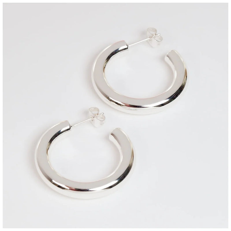 Lulu Non Hoops Chunky Medium Pair Shiny - Silver Plated