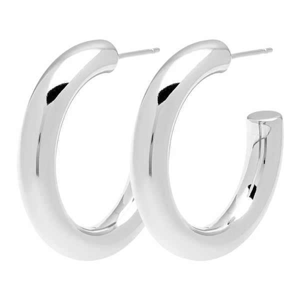 Lulu Non Hoops Chunky Medium Pair Shiny - Silver Plated