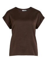 Vila Ellette satin top - Coffee Bean