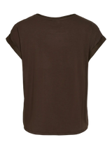 Vila Ellette satin top - Coffee Bean