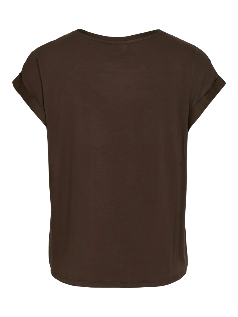 Vila Ellette satin top - Coffee Bean