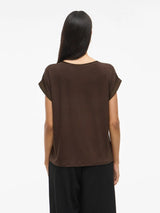 Vila Ellette satin top - Coffee Bean