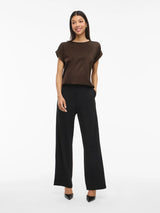 Vila Ellette satin top - Coffee Bean