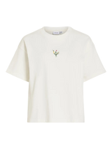 Vila Monie Floral O-Neck - Snow White Center Flower