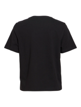 Vila Vora S/S Heart Emb T-shirt - Black