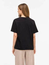 Vila Vora S/S Heart Emb T-shirt - Black