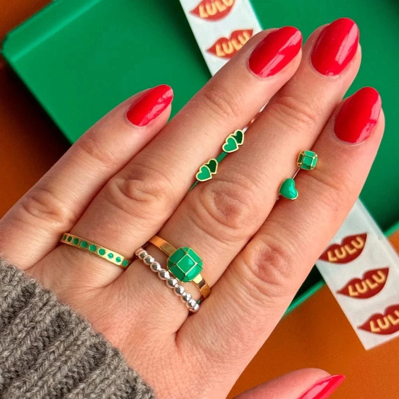 Lulu Pattern Ring - Light Green