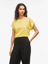 Vila Ellette satin top - Yarrow