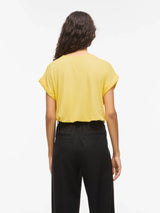 Vila Ellette satin top - Yarrow