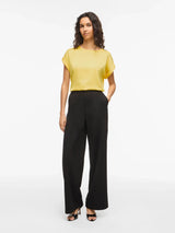 Vila Ellette satin top - Yarrow