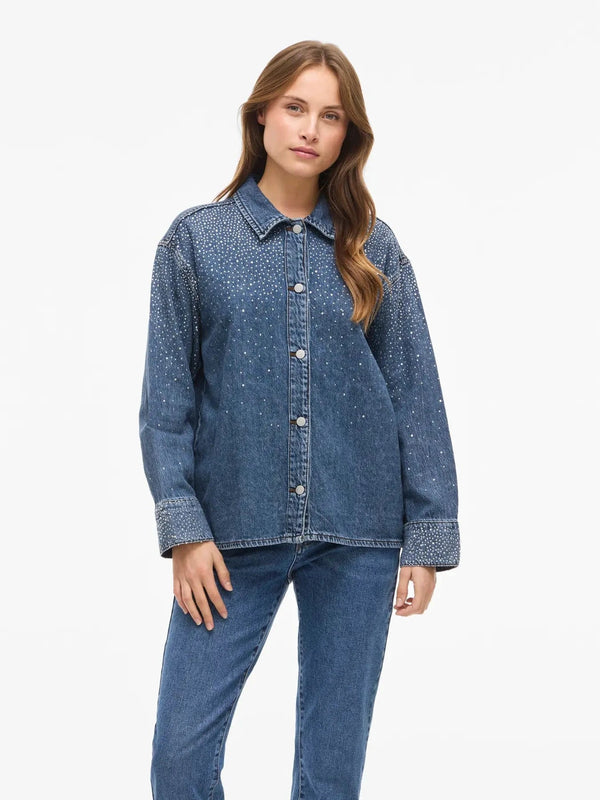 Vila Pal L/S Denim Glitter Shirt