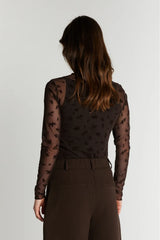 Rue De Femme Round Neck Blouse - Chocolate