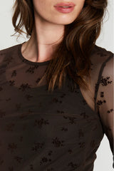 Rue De Femme Round Neck Blouse - Chocolate