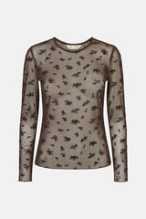 Rue De Femme Round Neck Blouse - Chocolate
