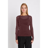 Rue de Femme Round Neck Blouse - Wine